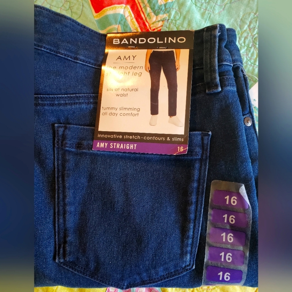 Bandolino Amy Straight Leg Jeans - Dark Blue